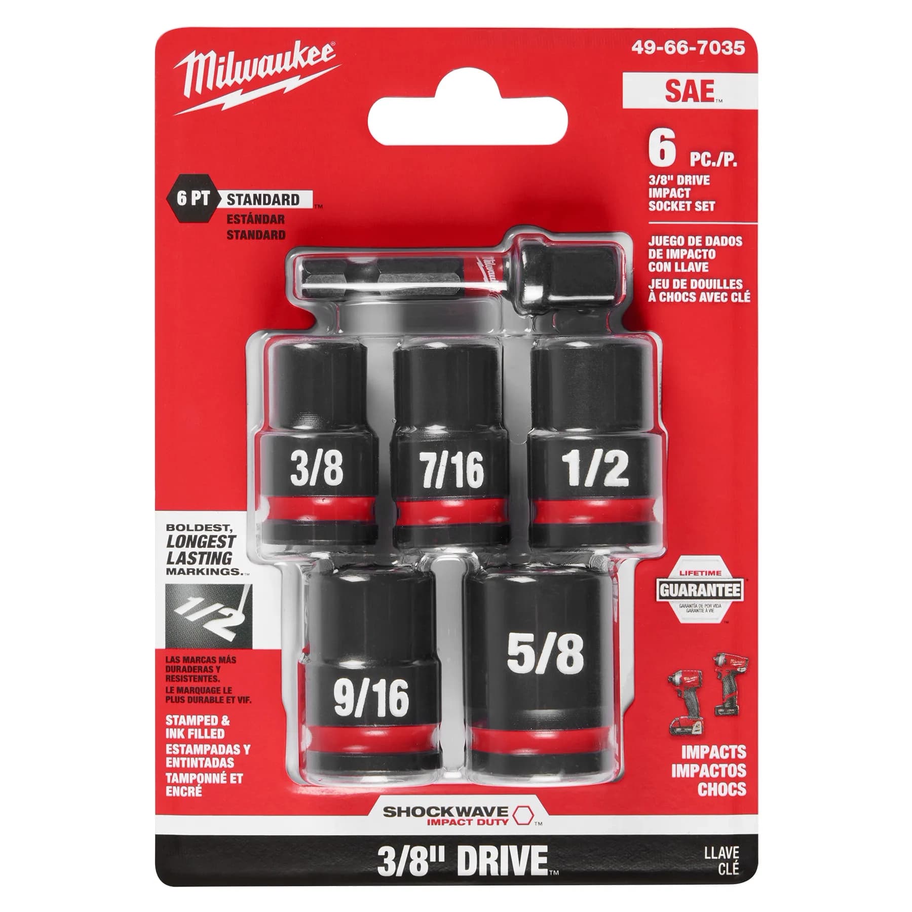 MKE 3/8" SAE STD SOCKET SET - 6PCS